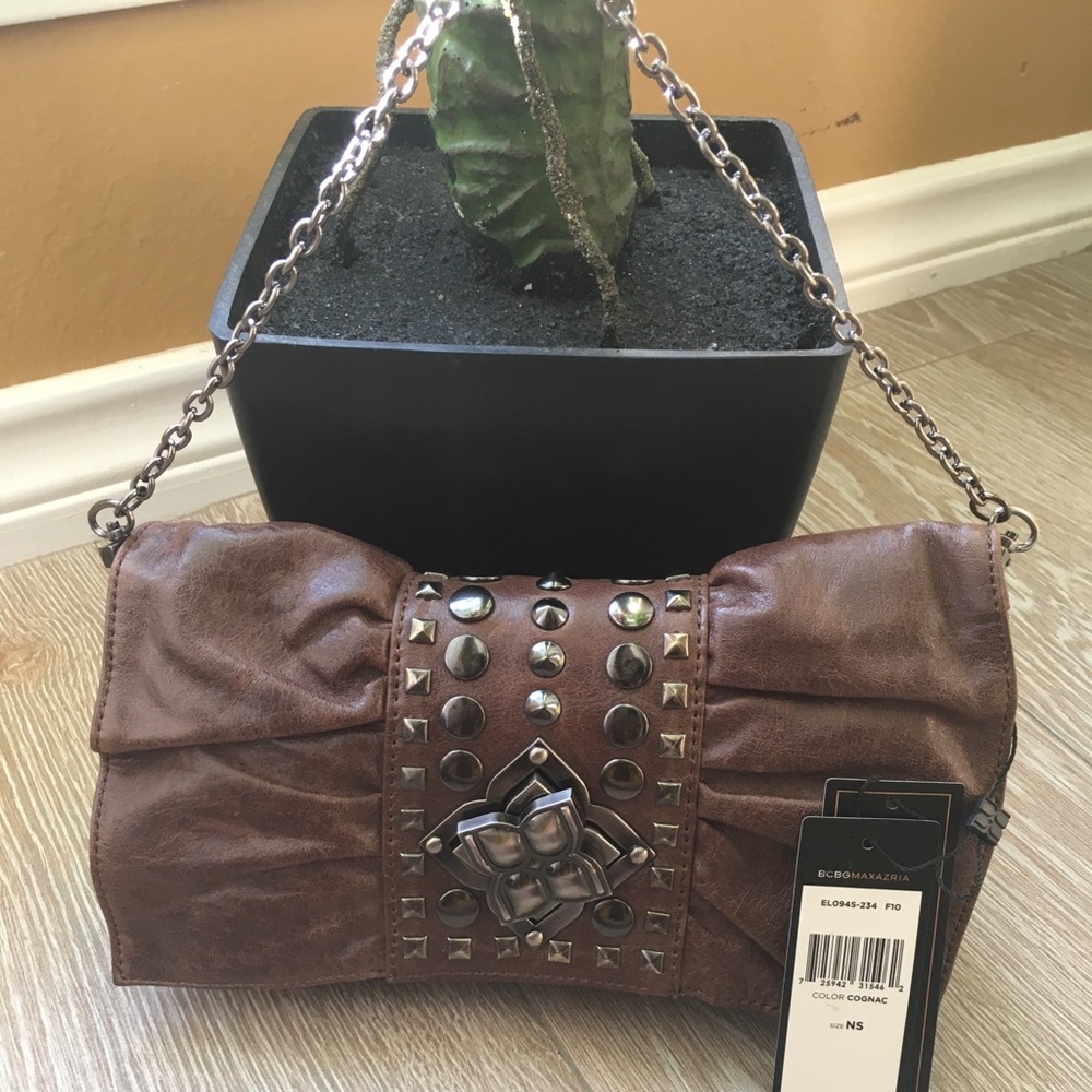 NEW BCBGMAXZIA Brown Leather Clutch